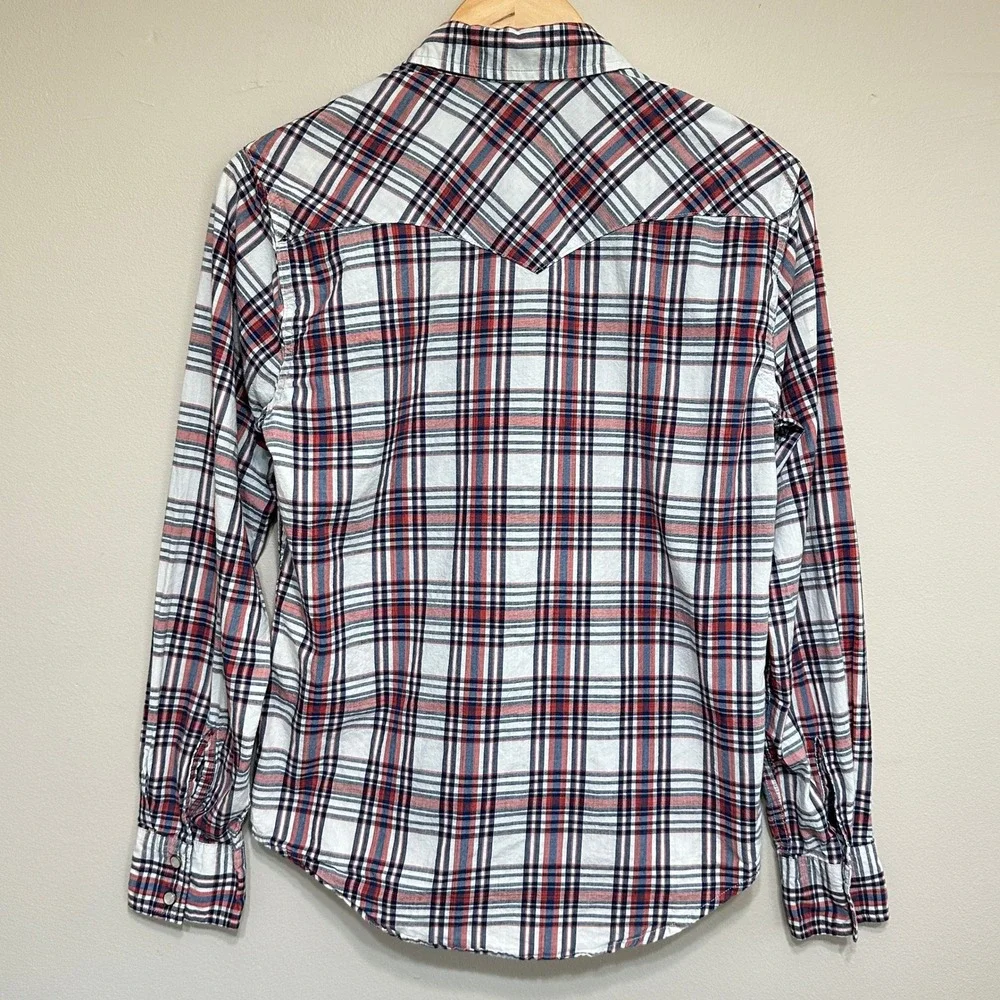 Levis Western‎ Pearl Snap Shirt Adult S Plaid Sawtooth Long Sleeve Cowboy Ranch
